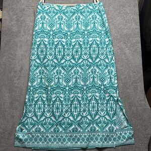 Coolibar Maxi Skirt Women's XL Green White Paisley UPF 50+ Pockets‎ Travel